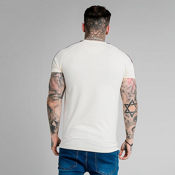 Back Right view of Men's SikSilk Tape Gym T-Shirt in White Click to zoom