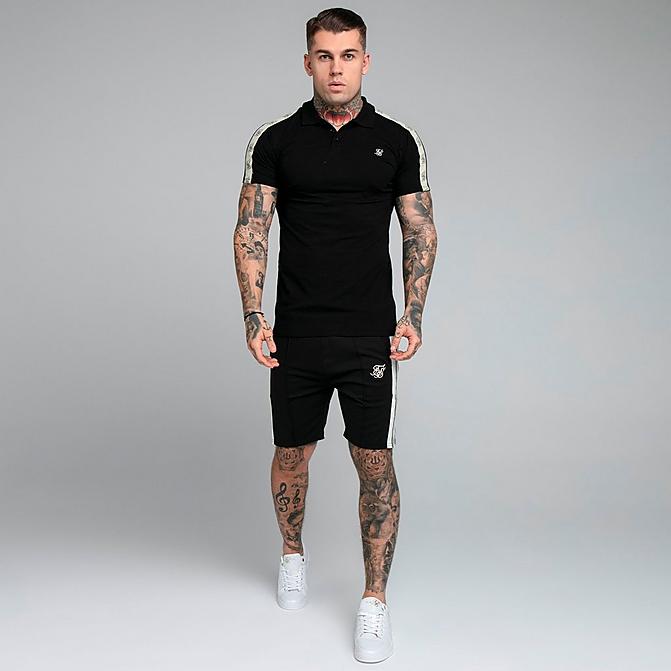Front view of Men's SikSilk Retro Tape Shorts in Black Click to zoom