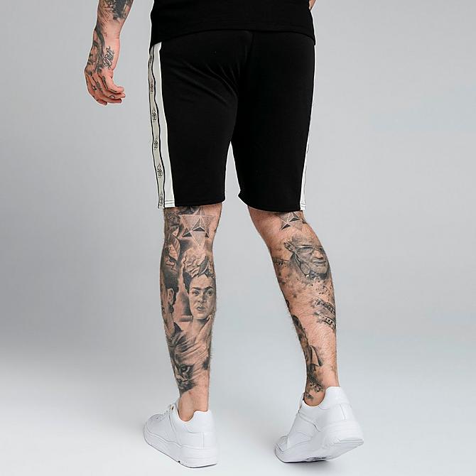 Back Right view of Men's SikSilk Retro Tape Shorts in Black Click to zoom