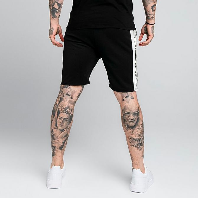 On Model 5 view of Men's SikSilk Retro Tape Shorts in Black Click to zoom