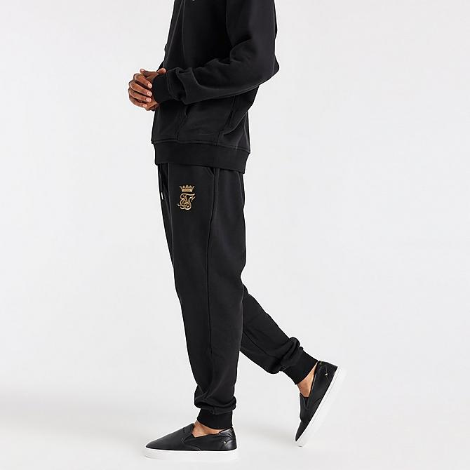 Back Left view of Men's Messi x SikSilk Fleece Jogger Pants in Black/Gold Click to zoom