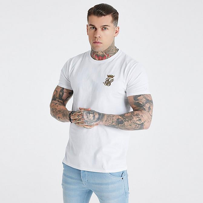 Front view of Men's Messi x SikSilk Gym Short-Sleeve T-Shirt in White Click to zoom