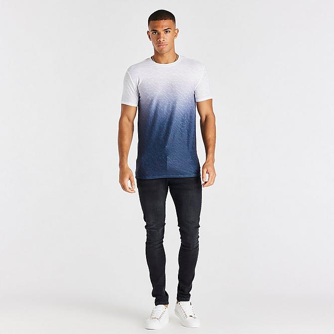 Front Three Quarter view of Men's Messi x SikSilk Fade Short-Sleeve T-Shirt in White/Violet Click to zoom