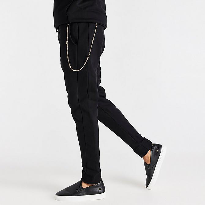 Back Left view of Men's Messi x SikSilk Chain Jogger Pants in Black Click to zoom
