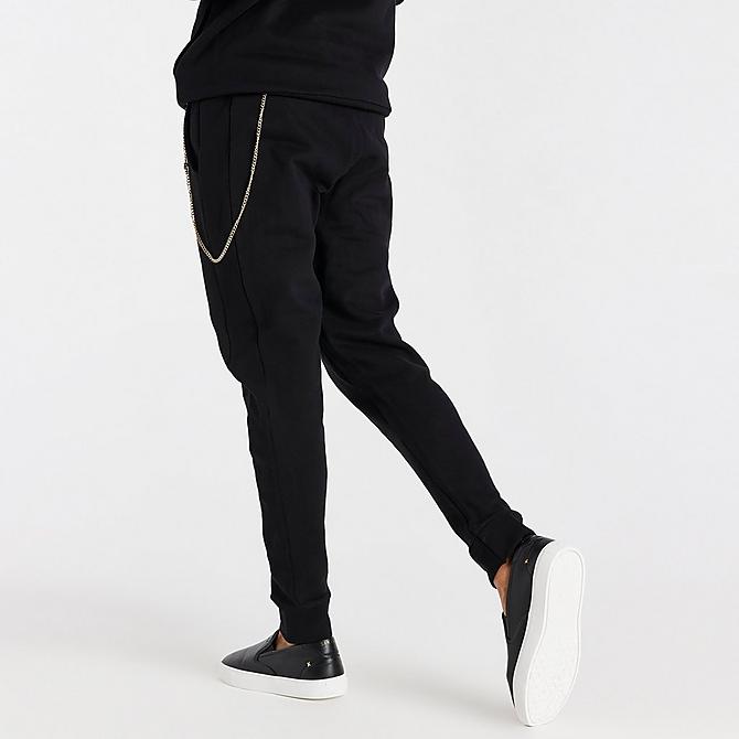 Back Right view of Men's Messi x SikSilk Chain Jogger Pants in Black Click to zoom