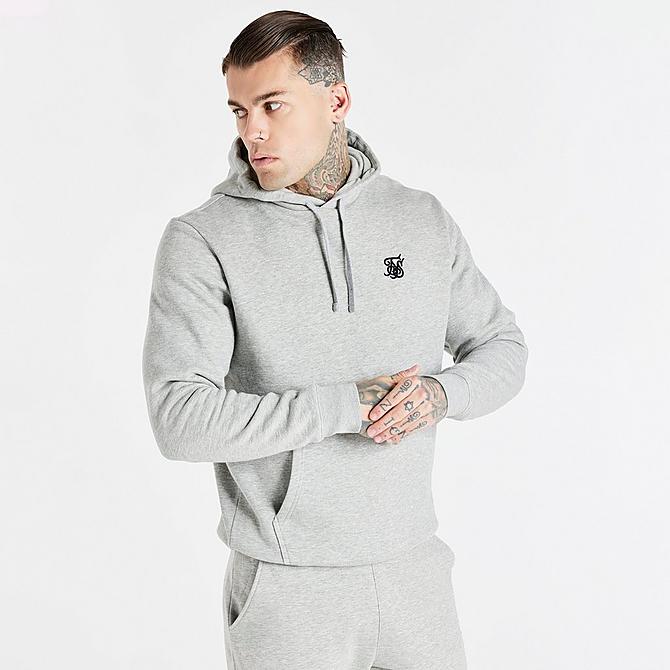 Back Right view of Men's SikSilk Core Pullover Hoodie in Grey Click to zoom