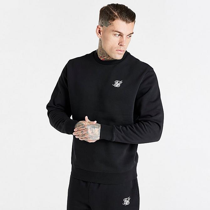 Back Right view of Men's SikSilk Core Crewneck Sweatshirt in Black Click to zoom