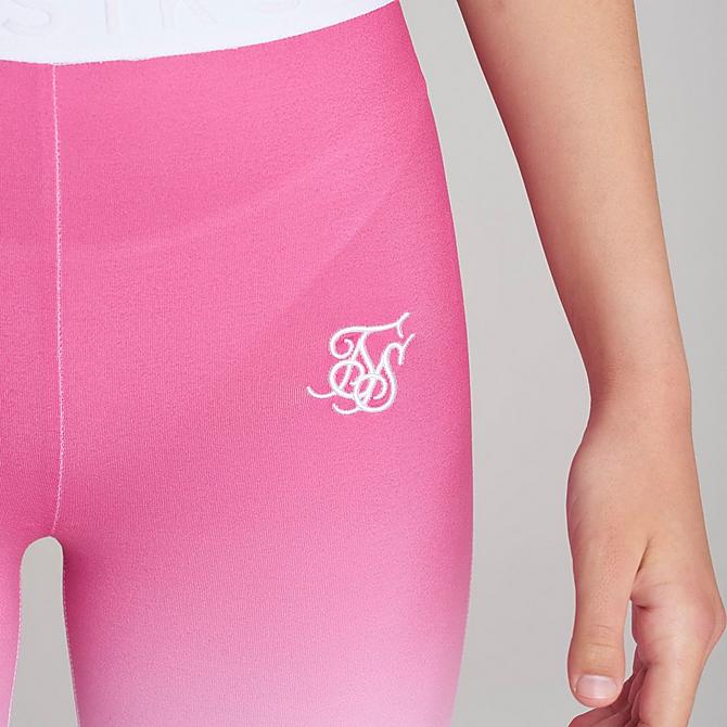 On Model 5 view of Girls' SikSilk Fade Bike Shorts in Pink/White Click to zoom