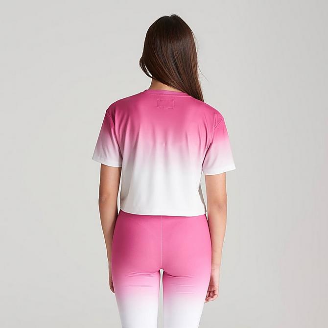 Back Right view of Girls' SikSilk Fade Cropped T-Shirt in Pink/White Click to zoom