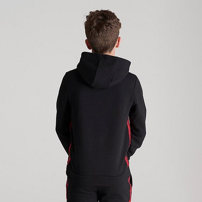 Back Right view of Boys' SikSilk Flight Hoodie in Black/Red Click to zoom