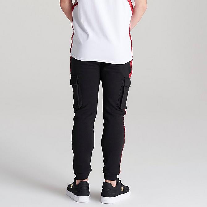 On Model 5 view of Boys' SikSilk Flight Jogger Pants in Black/Red Click to zoom