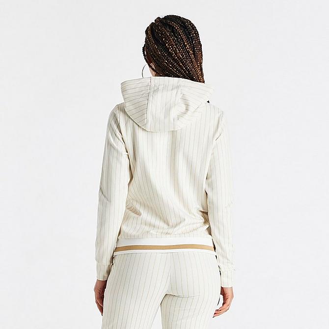 Back Right view of Women's SikSilk Luxe Stripe Hoodie in Ecru Click to zoom