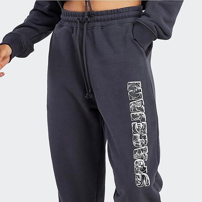 On Model 5 view of Women's SikSilk x Space Jam Jogger Pants in Dark Grey Click to zoom