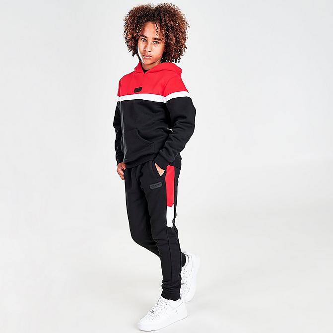 Front view of Boys' Supply & Demand Walker Jogger Pants in Black/Red/White Click to zoom