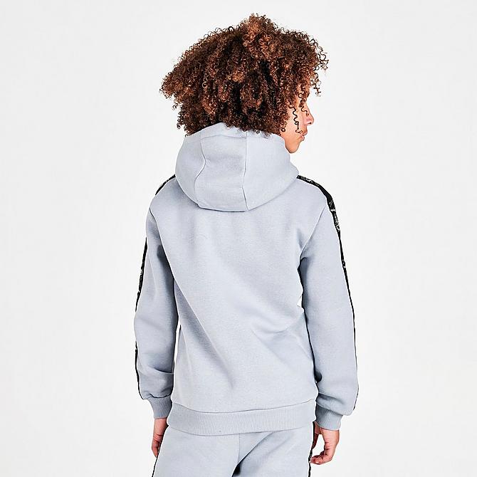 Back Right view of Boys' Supply & Demand Stripe Taped Colorblock Crewneck Sweatshirt in Light Grey Click to zoom