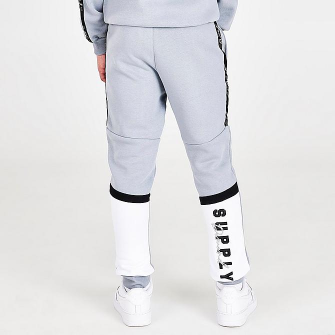 Back Right view of Boys' Supply & Demand Stripe Taped Colorblock Jogger Pants in Light Grey Click to zoom