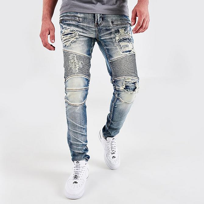 Front Three Quarter view of Men's Supply & Demand Chaos Jeans in Indigo Click to zoom