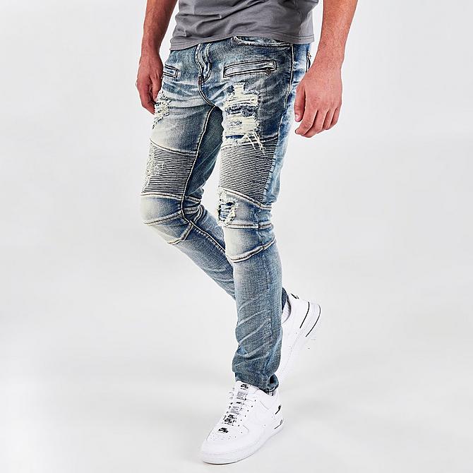 Back Left view of Men's Supply & Demand Chaos Jeans in Light Indigo Click to zoom