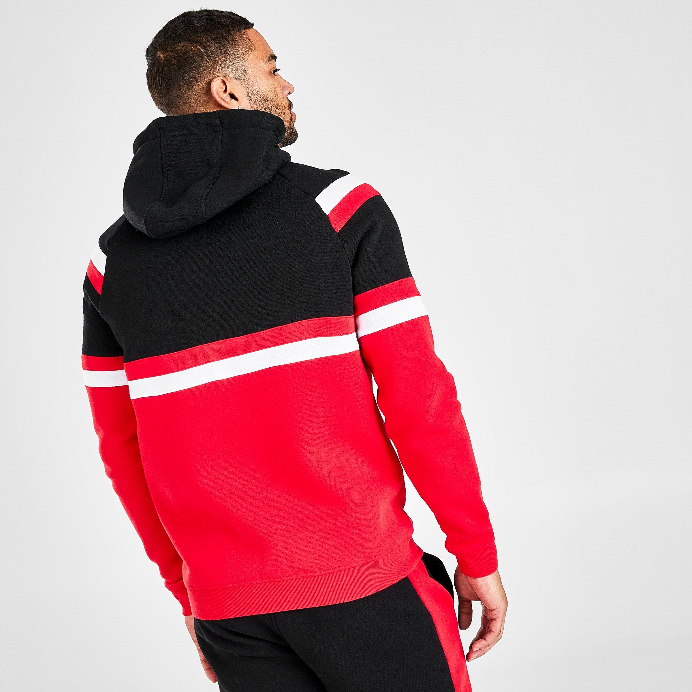 black and red split hoodie