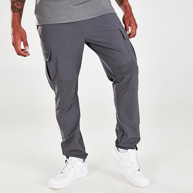 Front Three Quarter view of Men's Supply & Demand Oxy Cargo Pants in Dark Grey Click to zoom