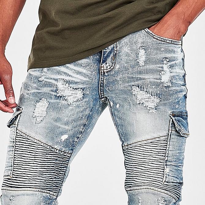 On Model 5 view of Men's Supply & Demand Resort Jeans in Washed Indigo Click to zoom