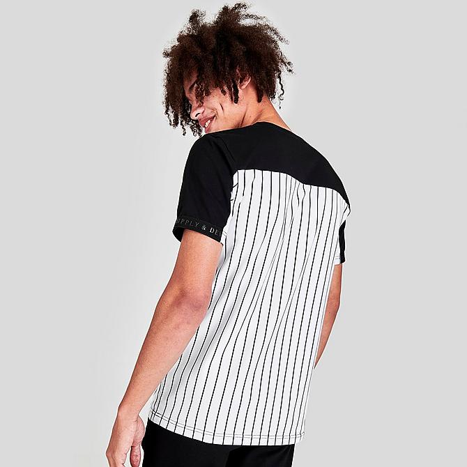 Back Right view of Men's Supply & Demand Duo Pinstripe T-Shirt in Black/White Click to zoom