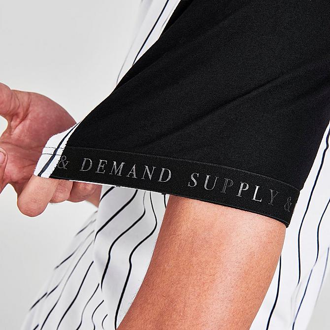 On Model 6 view of Men's Supply & Demand Duo Pinstripe T-Shirt in Black/White Click to zoom