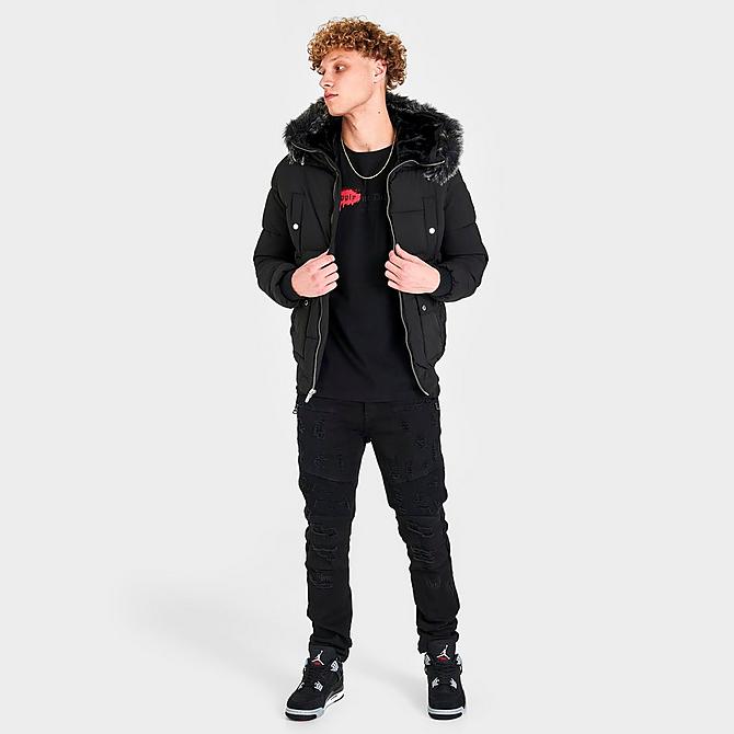 Front Three Quarter view of Men's Supply & Demand Brisk Full-Zip Puffer Jacket in Black/Black Click to zoom