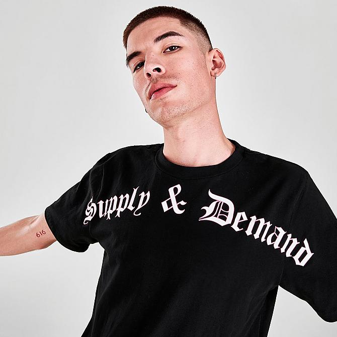 On Model 5 view of Men's Supply & Demand Gothic Script T-Shirt in Black Click to zoom