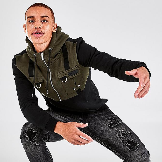 Front view of Men's Supply & Demand Tactile Pullover Hoodie in Olive Green/Black Click to zoom