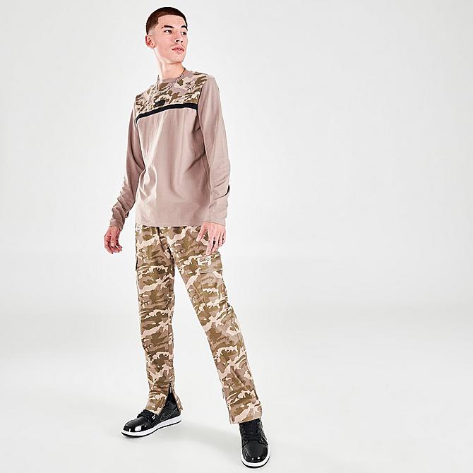 Front Three Quarter view of Men's Supply & Demand Walker Camo Long-Sleeve T-Shirt in Pink/Camo Click to zoom