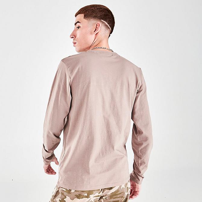 Back Right view of Men's Supply & Demand Walker Camo Long-Sleeve T-Shirt in Pink/Camo Click to zoom