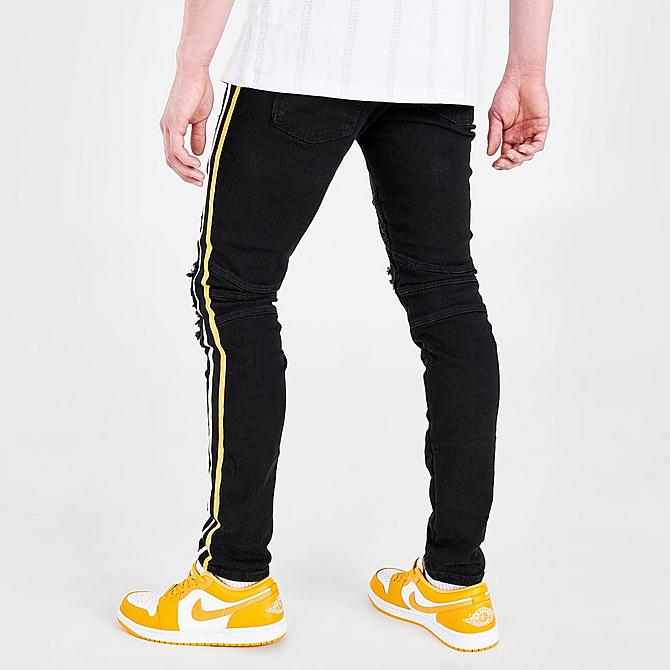 Back Right view of Men's Supply & Demand Side Stripe Jeans in Black Click to zoom