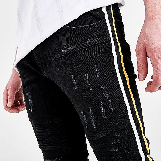 On Model 5 view of Men's Supply & Demand Side Stripe Jeans in Black Click to zoom