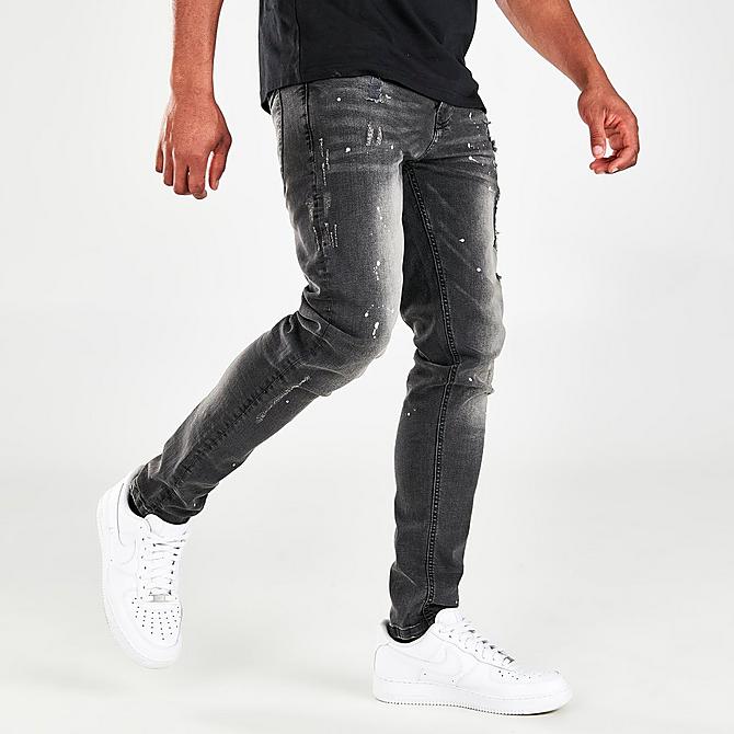 Back Left view of Men's Supply & Demand Clean 5-Pocket Denim Jeans in Washed Black Click to zoom