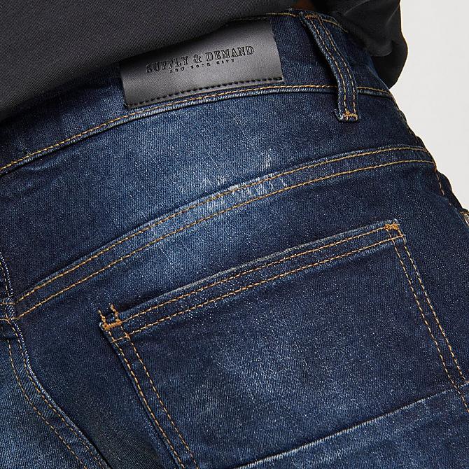 On Model 6 view of Men's Supply & Demand Bandana Moto Denim Jeans in Indigo Click to zoom
