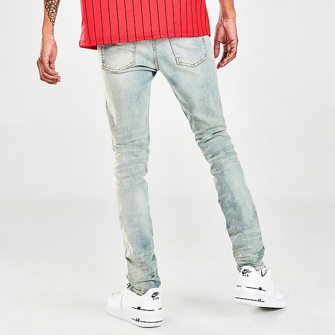Back Right view of Men's Supply & Demand Bandana Distressed Denim Jeans in Washed Indigo Click to zoom