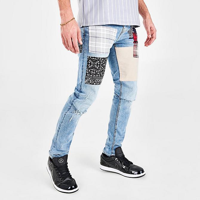 Back Left view of Men's Supply & Demand Patchwork Jeans in Indigo Click to zoom