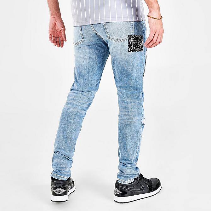 Back Right view of Men's Supply & Demand Patchwork Jeans in Indigo Click to zoom