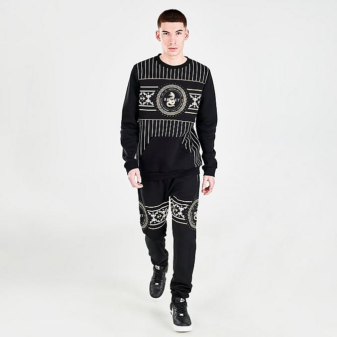 Front Three Quarter view of Men's Supply & Demand Traction Graphic Print Crewneck Sweatshirt in Black/White Click to zoom