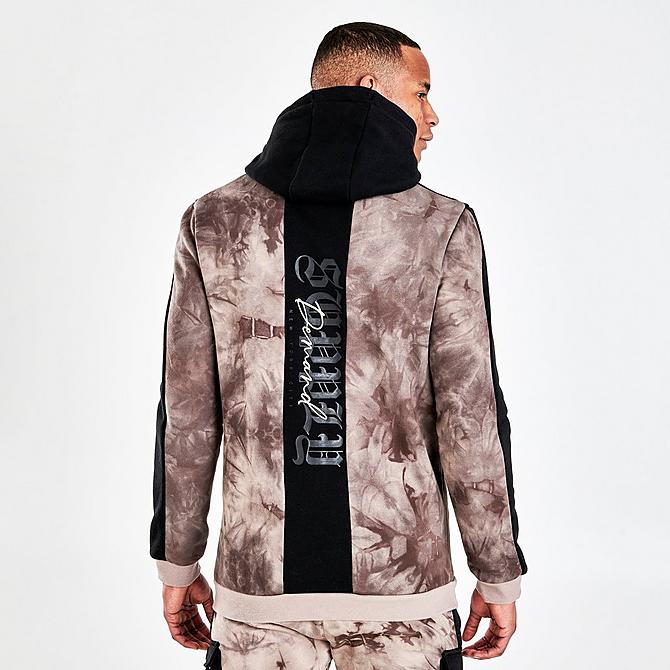 Back Right view of Men's Supply & Demand Corrupt Cargo Pullover Hoodie in Tan Click to zoom