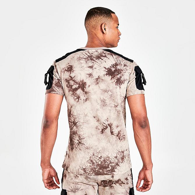 Back Right view of Men's Supply & Demand Submerge All-Over Print Short-Sleeve T-Shirt in Tan Click to zoom