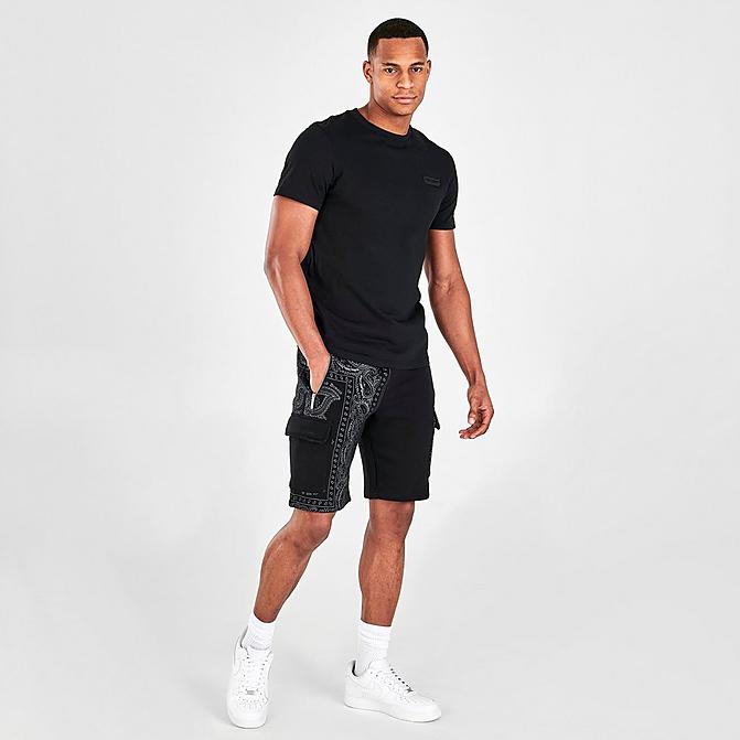Front view of Men's Supply & Demand Dropper Woven Cargo Shorts in Black Click to zoom