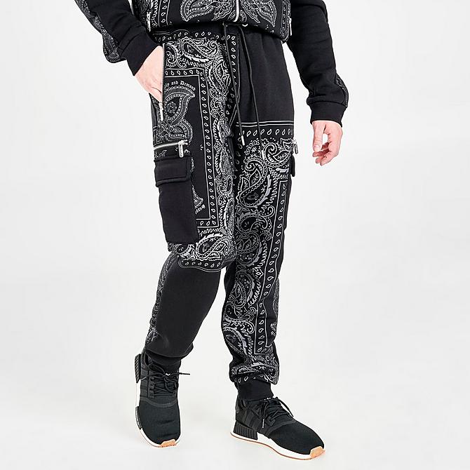 Back Left view of Men's Supply & Demand Dropper Woven Cargo Pants in Black Click to zoom