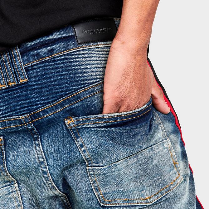 Mens jeans with stripe on outlet side