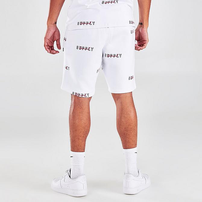 Back Right view of Men's Supply & Demand Spritz All-Over Print Shorts in White Click to zoom