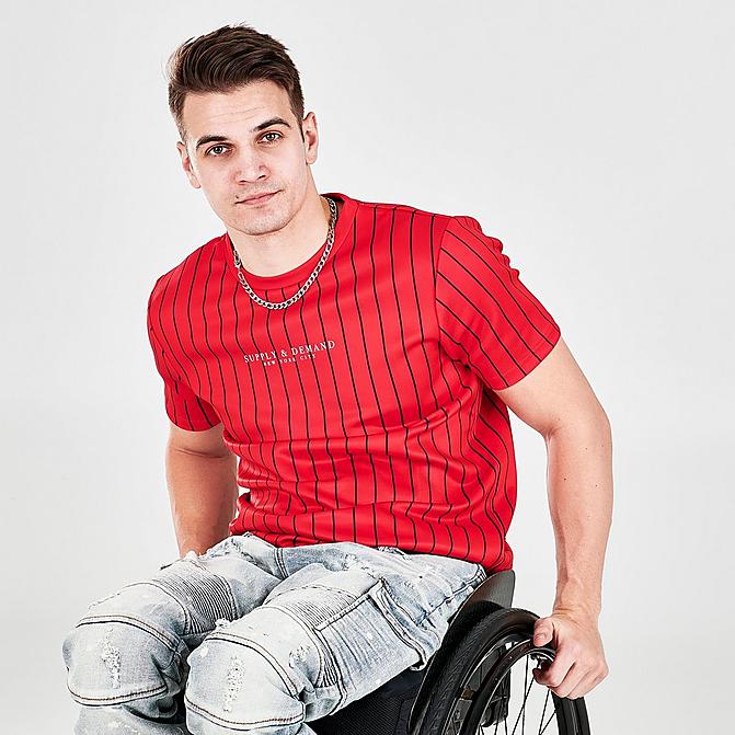 Front view of Men's Supply & Demand Infinity Core Short-Sleeve T-Shirt in Red/Black Click to zoom