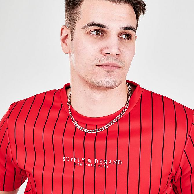On Model 6 view of Men's Supply & Demand Infinity Core Short-Sleeve T-Shirt in Red/Black Click to zoom
