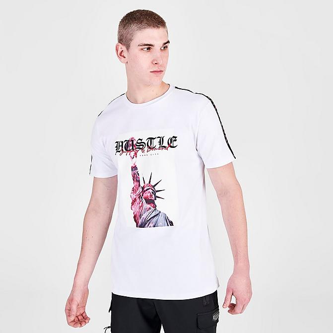 Front view of Men's Supply & Demand Spike Graphic Print Short-Sleeve T-Shirt in White/Black Click to zoom