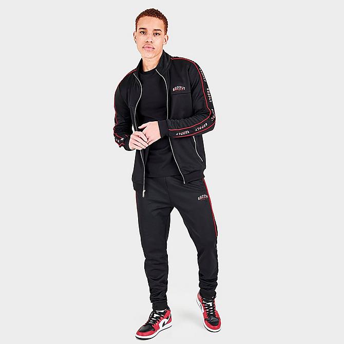 Front Three Quarter view of Men's Supply & Demand Stadium Track Jogger Pants in Black Click to zoom